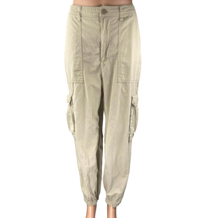 Abercrombie & Fitch Women's Beige Tapered Jogger Barrel Trousers Cargo Pants M
