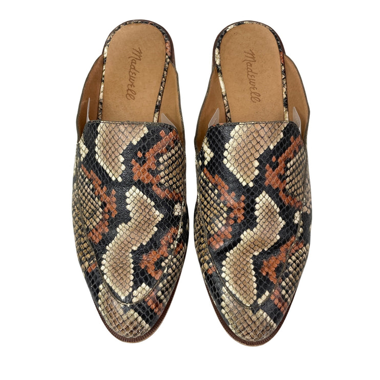 Madewell Frances Snake Skin Embossed Leather Pointed Toe Loafer Flat Mules 9.5