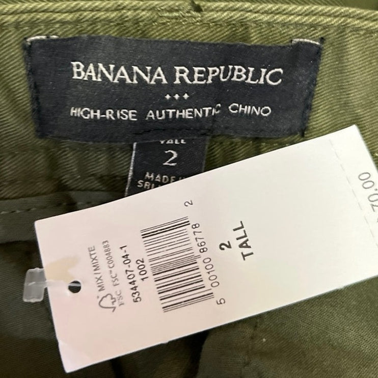 NEW Banana Republic Green High Rise Authentic Chino Straight High Rise Pants 2