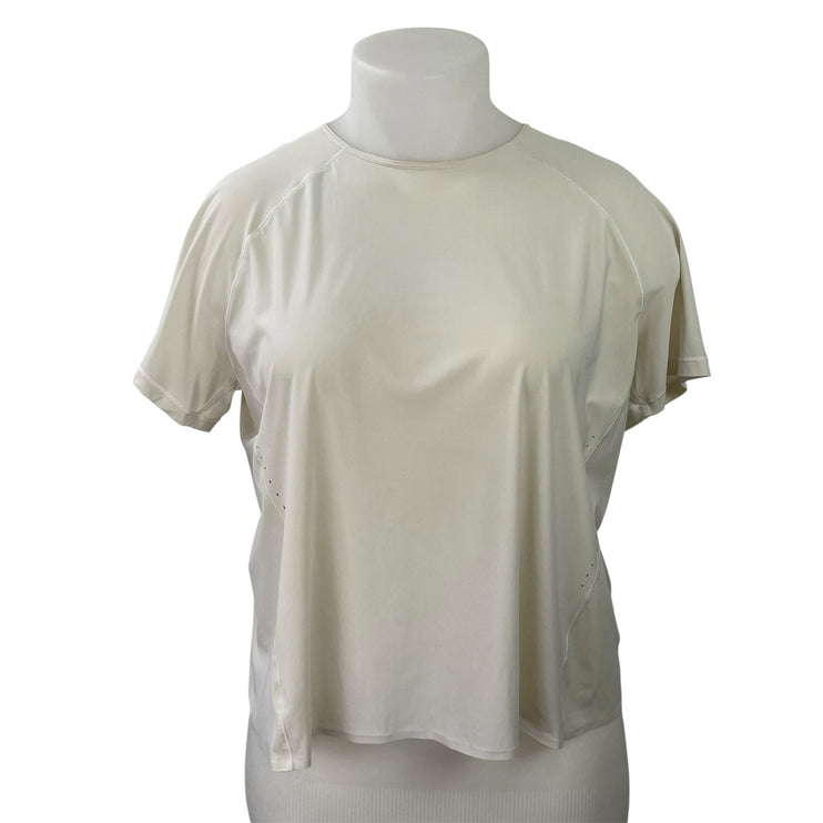 Lululemon Womens White Short Sleeve Overlap Back Activewear Tee T-shirt Top 12