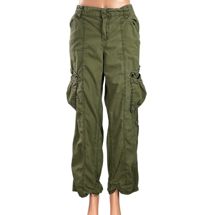 H&M Women's Olive Green High Rise Wide Leg Baggy Cargo Trousers Pants Size 8