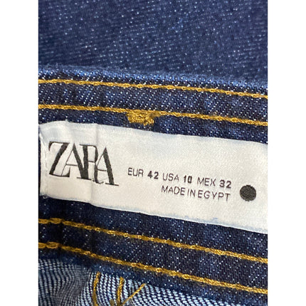 Zara Women's Blue Dark Wash High Waisted Wide Leg Palazzo Denim Jeans Size 10