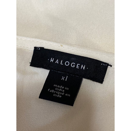 NEW Halogen Cream White Faux Wrap V-neck Pleated Long Sleeve Blouse Top Size XL