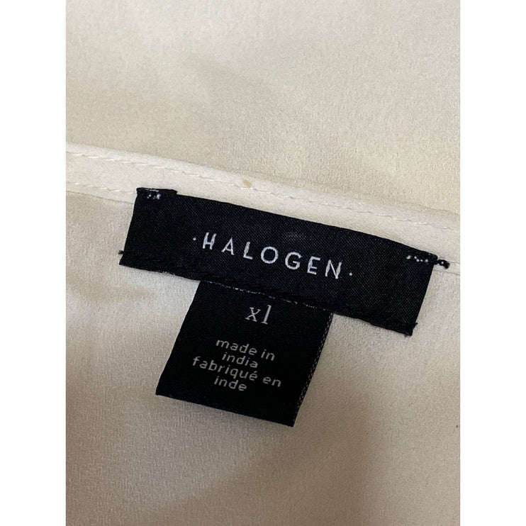 NEW Halogen Cream White Faux Wrap V-neck Pleated Long Sleeve Blouse Top Size XL