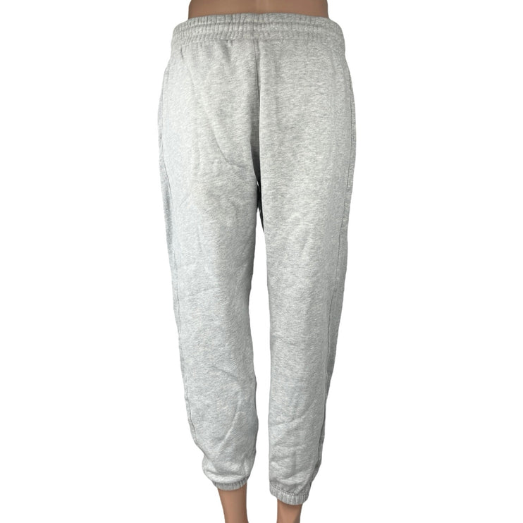 Aritzia TNA Cozy Gray Fleece Elastic Waist Pull On Crop Jogger Sweat Pants Sz M