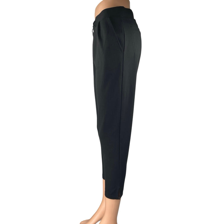 Betabrand Women's Black Mid Rise Pleated Skinny Cropped Trousers Dress Pants S