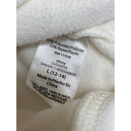 Wound Up Cream Cherry Bow Fleece Just A Girl Long Sleeve Sweatshirt Top Size L