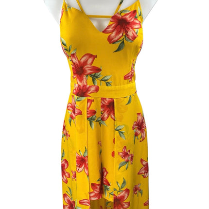Guess Yellow Floral Sleeveless Cami Camisole Tank Skort Skirt Romper Shorts L