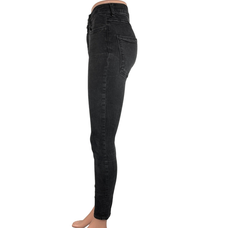 Zara Black High Rise Ankle Cotton Stretch Casual Denim Skinny Jeans Size 4