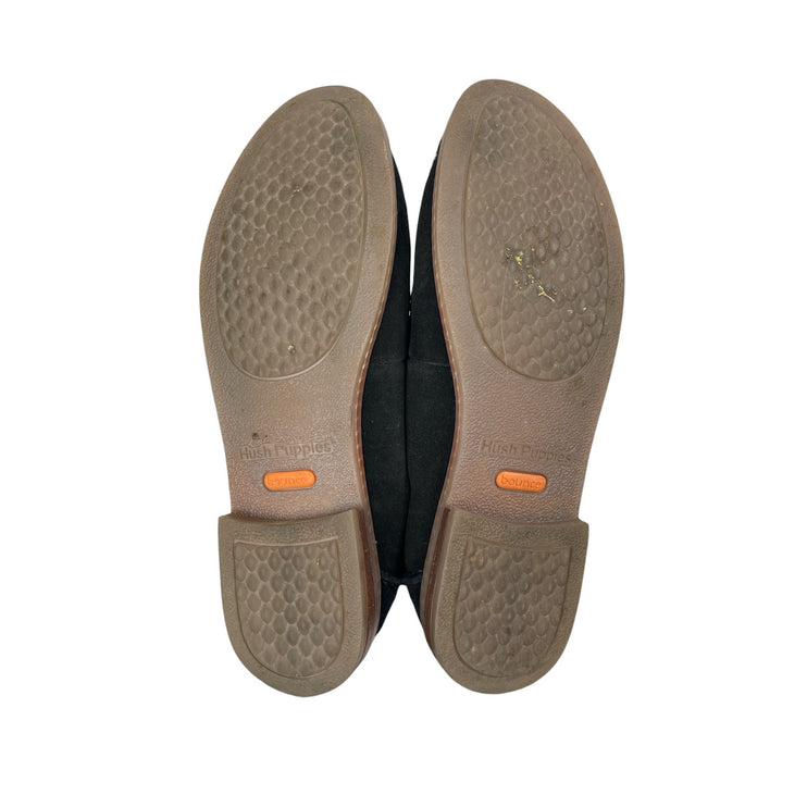 Hush Puppies Lucy Black Suede Almond Toe Slip On Penny Loafers Flats Size 8