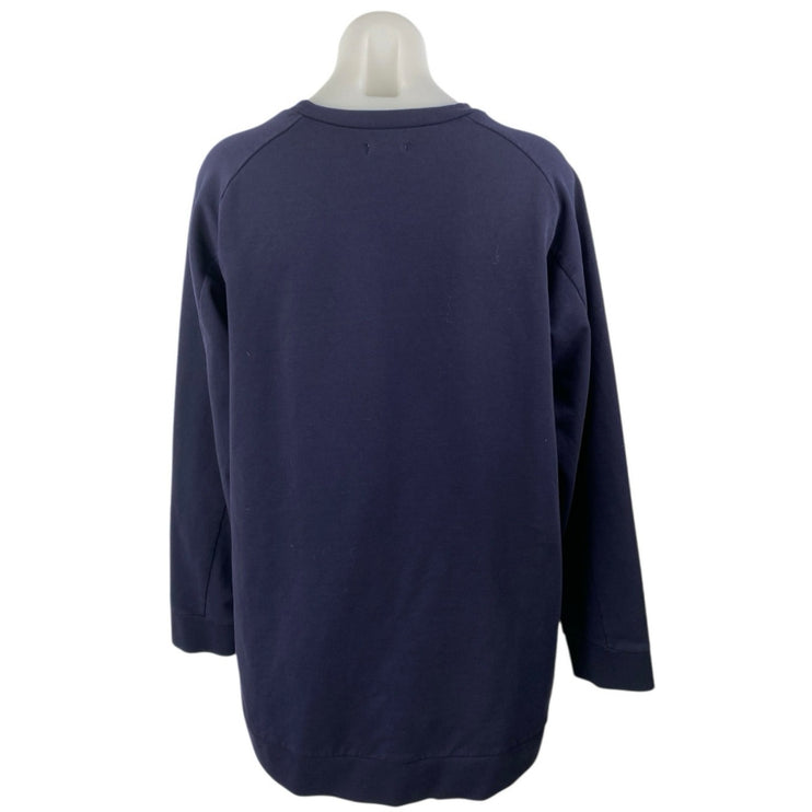 6397 Women's Navy Blue Long Sleeve Crew Neck Boxy Sweater Sweatshirt Top Size M