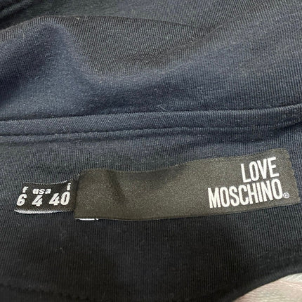 Love Moschino Black Red Thunder Hearts Long Sleeve Full Zip Sweatshirt Top Sz 4