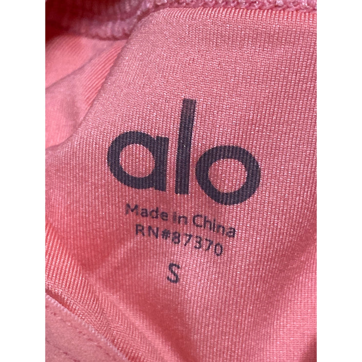 Alo Yoga Women's Coral Ribbed Knit Yoga Workout Running Athletic Crop Top Size S