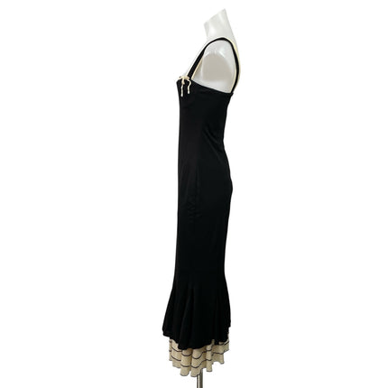 Rihoas Black Sleeveless Cami Ruffle Bustier Mermaid Bodycon Maxi Dress Size S