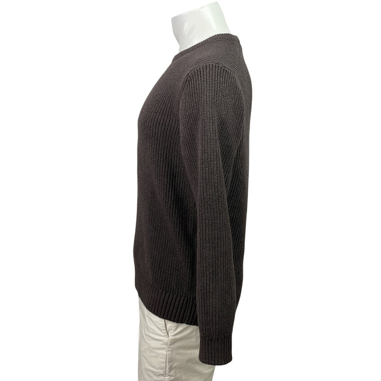 Flint and Tinder Mens Brown Ribbed Knit Long Sleeve Crew Neck Sweater Top Size S