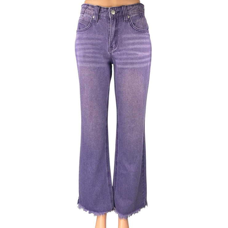 NEW Fashion Nova Ashtin Women's Purple Baggy Bootcut Flared Denim Jeans Size 0