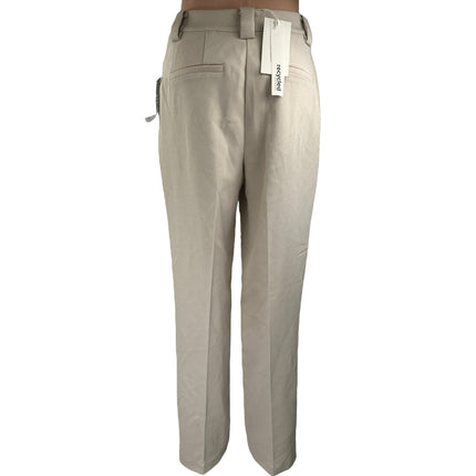 NEW NA-KD Women's Cream Twill High Waisted Straight Leg Trousers Dress Pants 36