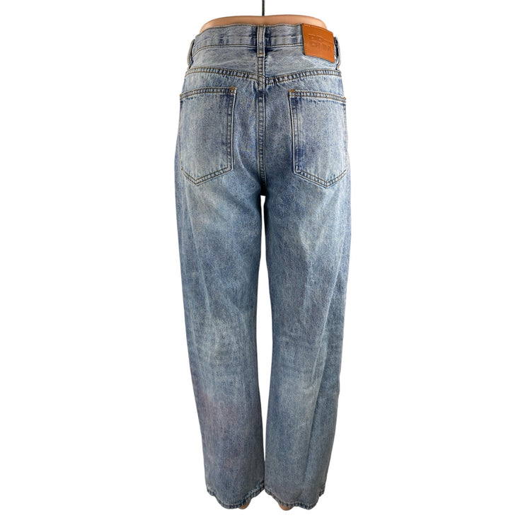 Princess Polly Women's Blue High Waisted Straight Leg Baggy Denim Jeans Size 2