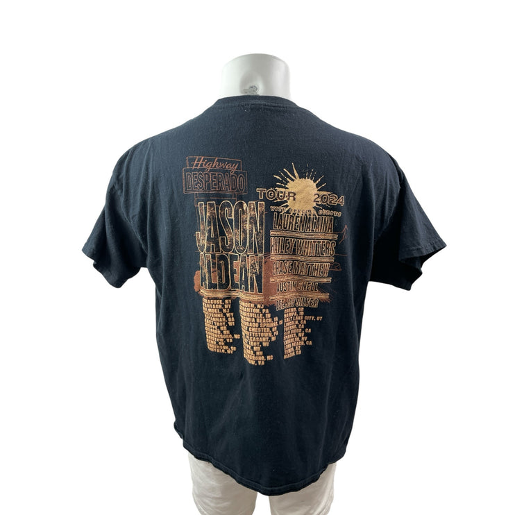 Mens Black Jason Aldean "Highway Desperado" Concert Tour T Shirt Tee Top Size XL