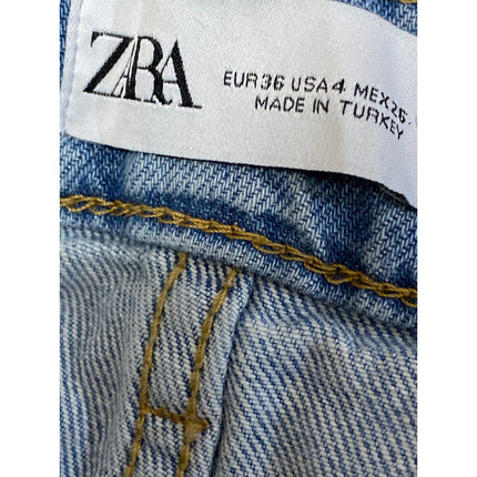 Zara Women's Blue Light Wash High Waisted Wide Leg Baggy Denim Jeans Size 4