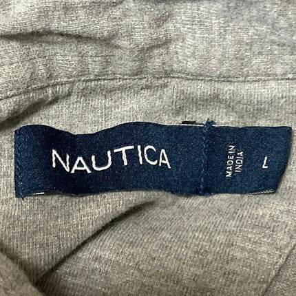 Nautica Men's Gray Long Sleeve Work Chest Pocket Button Down Shirt Top Size L
