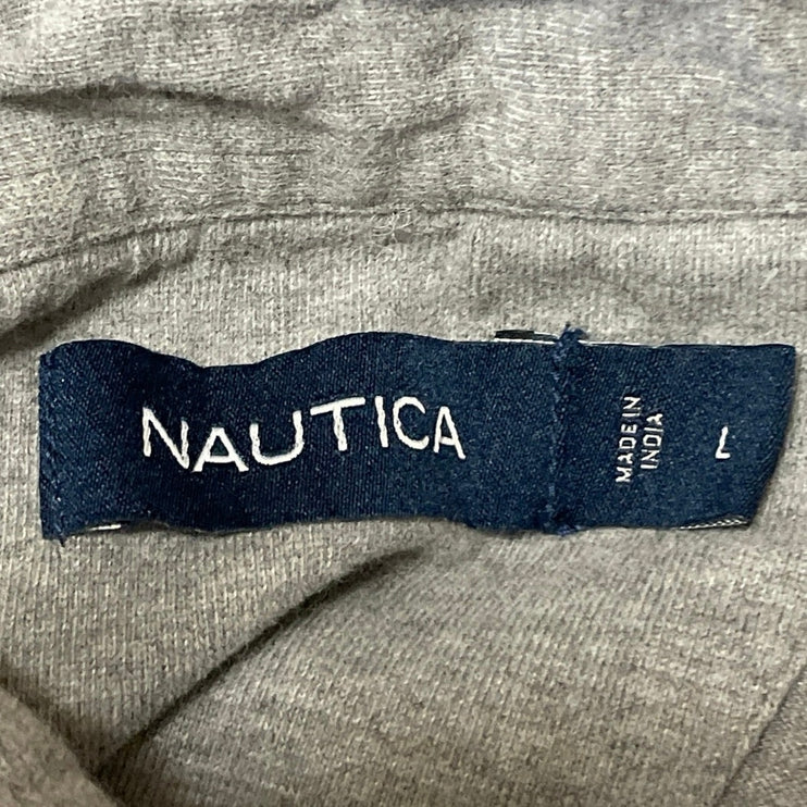 Nautica Men's Gray Long Sleeve Work Chest Pocket Button Down Shirt Top Size L