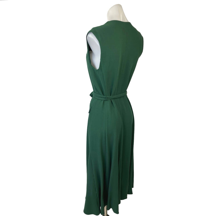 NEW Argent Vest Emerald Green Sleeveless Button Down Tie Belt Midi Maxi Dress 4