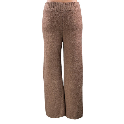 SKIMS Womens Brown Knit Elastic Waist Relaxed Wide Leg Lounge Trouser Pants S/M