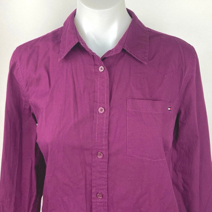 Tommy Hilfiger Purple Cotton Long Sleeve Chest Pocket Button Down Shirt Size M