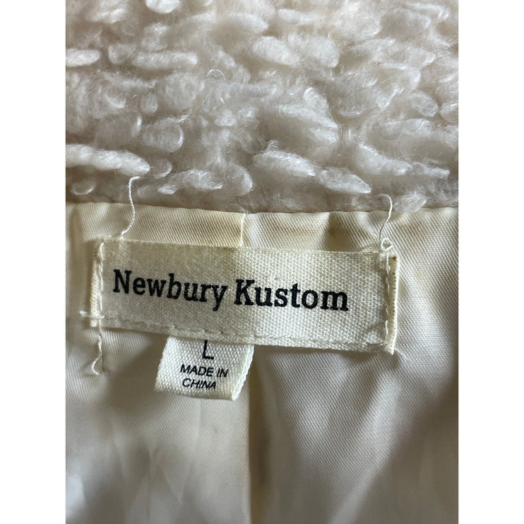 Newbury Kustom Cream Faux Sherpa Fleece Full Zip Long Sleeve Sweater Top Size L