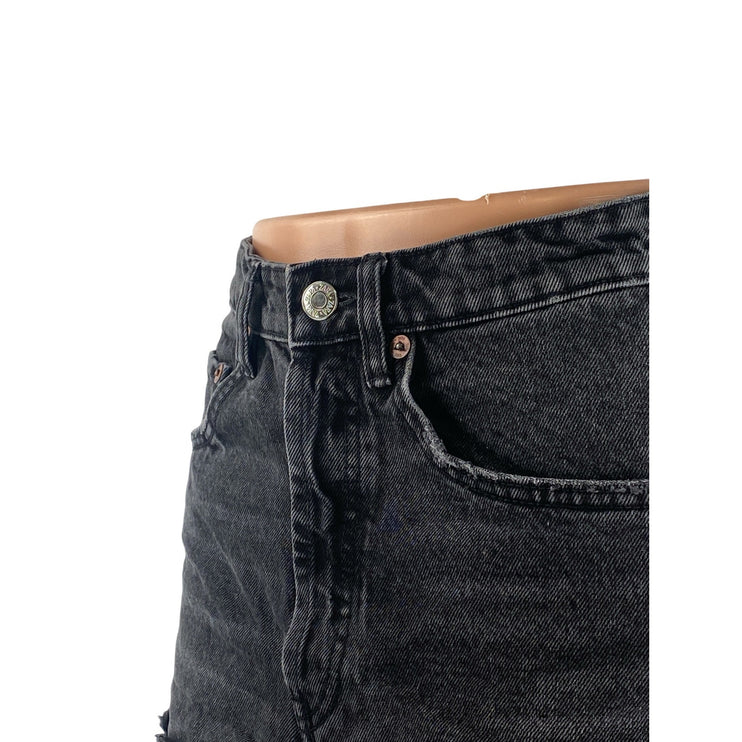 Zara Women's Black High Waisted Distressed Frayed Cutoff Denim Jean Shorts Sz 4