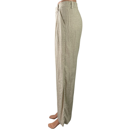 Hollister Livvy Cream Beige Linen Pleated Ultra High Rise Wide Trousers Pants XS