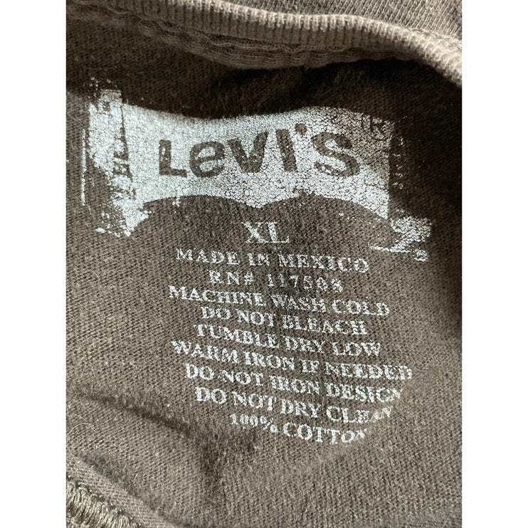 Levi's Men's Brown Logo Short Sleeve Crew Neck Y2k Basic T Shirt Tee Top Size XL