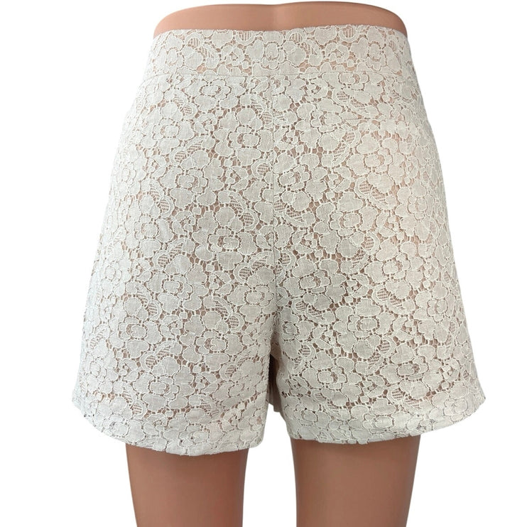 Joie Women's White Floral Lace Overlay High Waisted Casual Mini Shorts Size 6