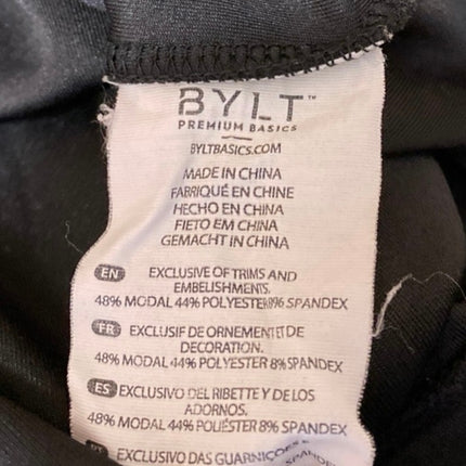 BYLT Women's Black Long Sleeve Collared V-Neck Sweatshirt Sweater Top Size M