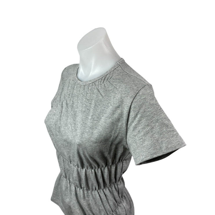 Scarlet & Sam Gray Scrunched Crew Neck Short Sleeve Peplum Tee T-Shirt Top Sz S