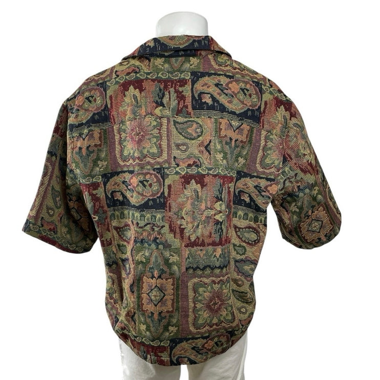 Asos Men's Multicolor Boxy Paisley Tapestry Short Sleeve Button Down Shacket M