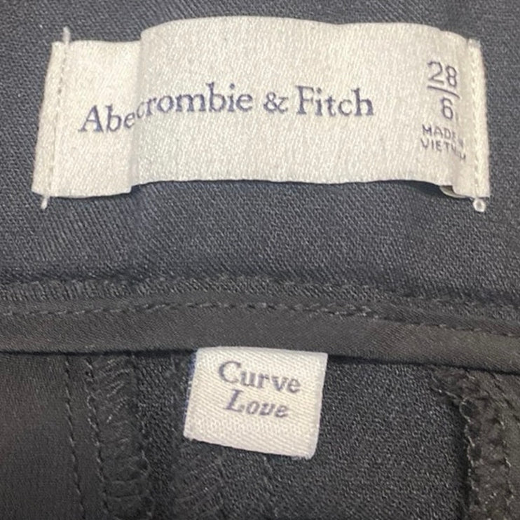 Abercrombie & Fitch Black Pleated Wide Leg High Waist Trousers Dress Pants Sz 29