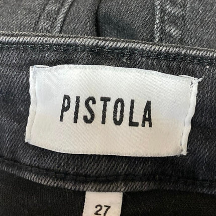 Pistola Women's Black Mid Rise Distressed Frayed Raw Hem Skinny Denim Jeans 27