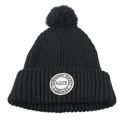 Hershel Supply Co. Sepp Women's Black Rib Knit Pom Pom Beanie Cap Hat One Size