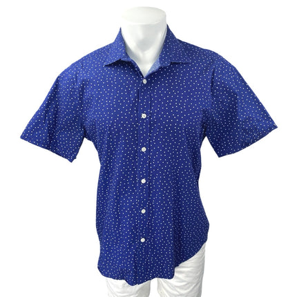 Aqua Men's Blue Polka Dot Short Sleeve Classic Button Down Shirt Top S –  Brie