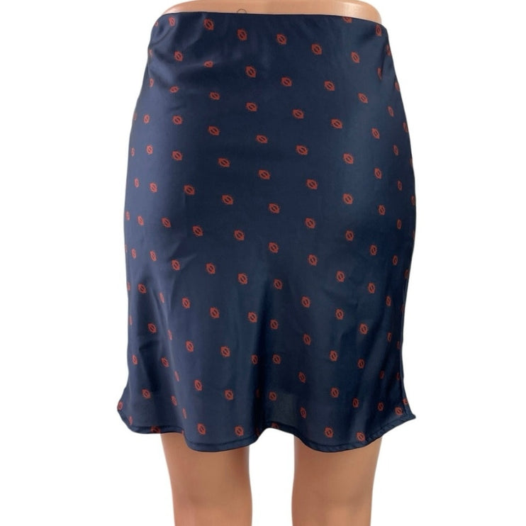 Urban Outfitters Navy Blue High Waisted Flare Pencil Mini Slip Skirt Size XS