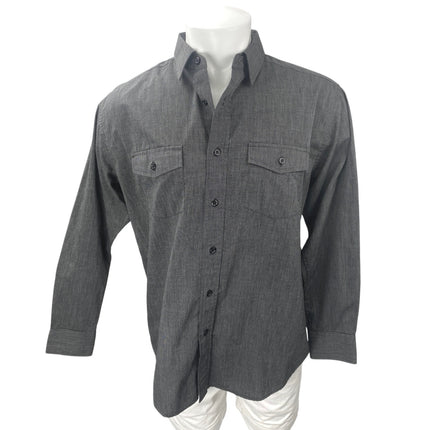 Beverly Hills Polo Club Men's Dark Gray Long Sleeve Button Up Shirt Top Size L