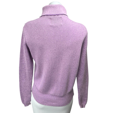 Framed Tricot Purple Rib Knit Turtleneck Long Sleeve Pullover Sweater Top Size M