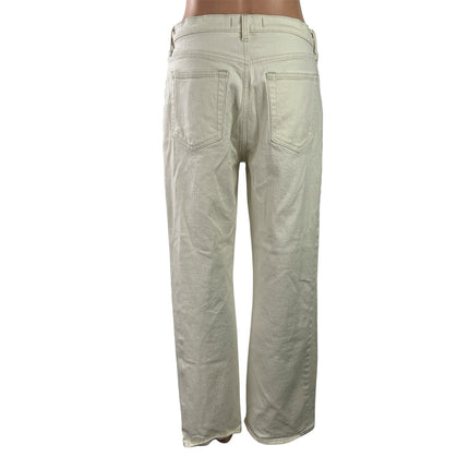 Abercrombie & Fitch The Baggy Mid Rise Women's White Wide Leg Denim Jean Size 4