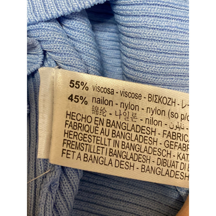Zara Women's Blue Ribbed Knit Scoop Neck Long Sleeve Slim Fit  Sweater Top Sz L