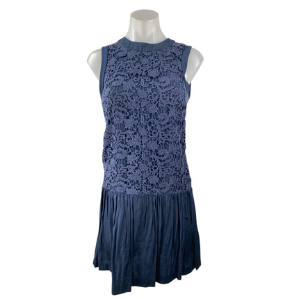 French Connection Navy Blue Floral Lace Sleeveless Drop Waist Tank Mini Dress 0