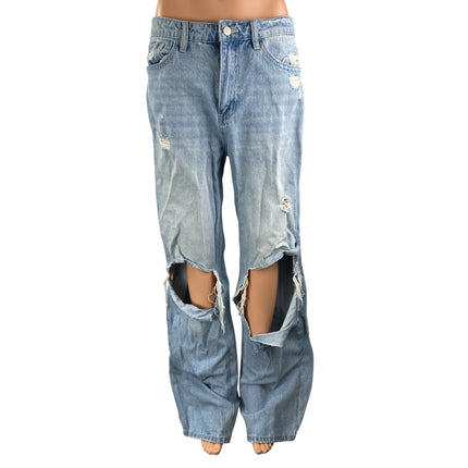 Altar'd State Women's Blue Distressed High Rise Wide Leg Denim Jeans Size 29