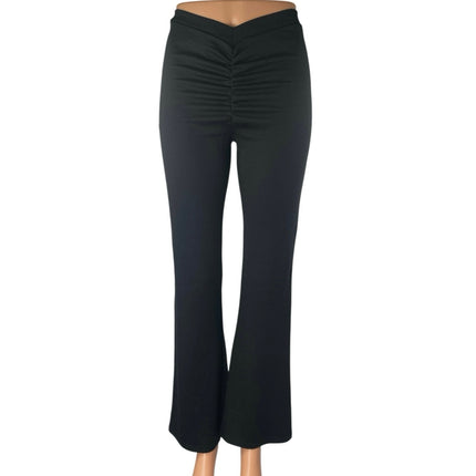 Edikted Women's Black Cinched Ruched Flared Bootcut Bell Bottom Trousers Pants S