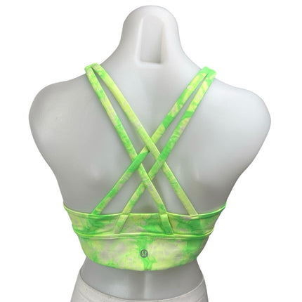 Lululemon Energy Green Tie Dye High Neck Sleeveless Sports Bra Crop Tank Top 10
